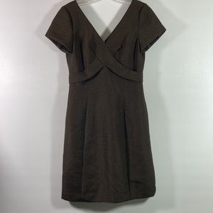 Isabella De Marco Dress Women Size 2 Brown V Neck Front & Back Criss Cross Front